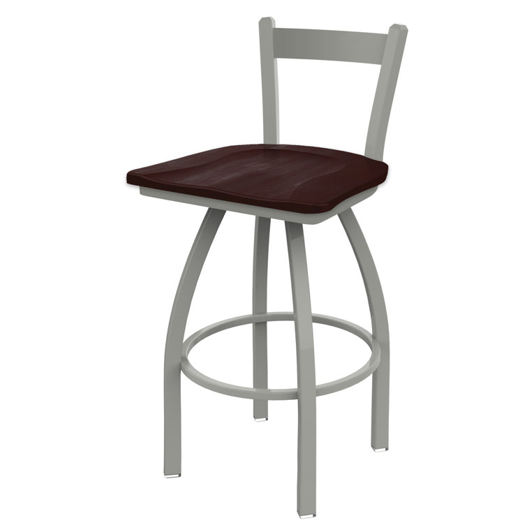 Transitional 25" Anodized Nickel & Dark Cherry Maple Swivel Counter Stool
