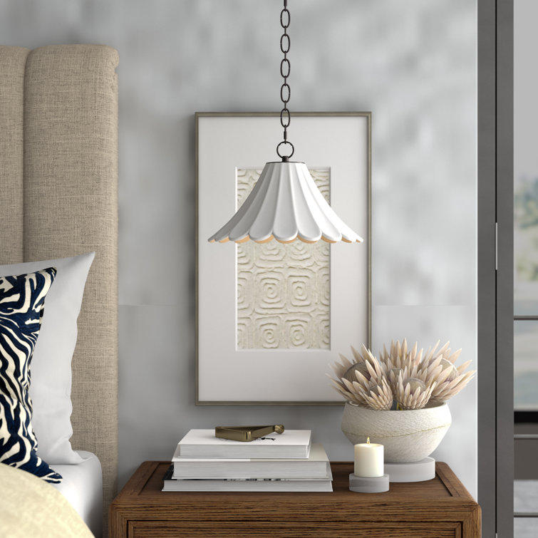 White Ceramic Scallop Empire Shade Pendant Light