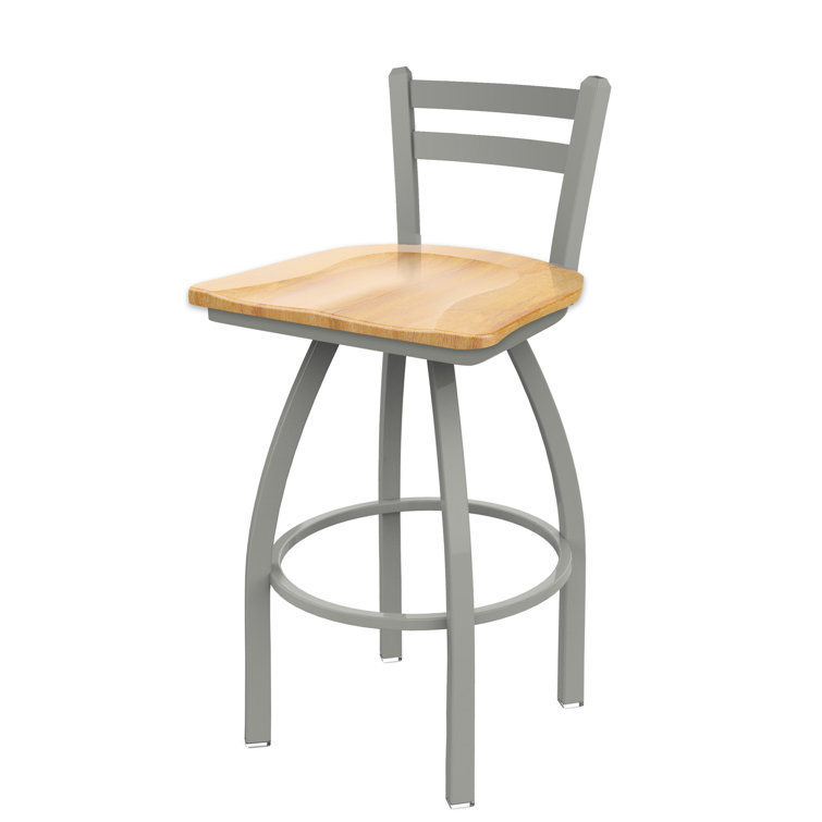 Pewter Finish and Natural Maple 360° Swivel Square Low Back Stool