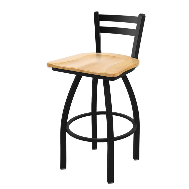 Pewter Finish and Natural Maple 360° Swivel Square Low Back Stool