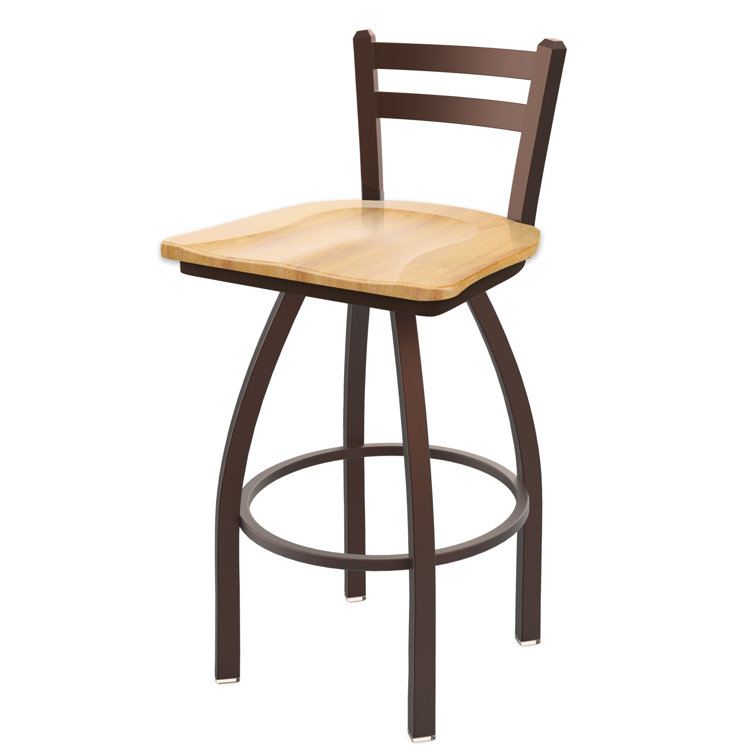 Pewter Finish and Natural Maple 360° Swivel Square Low Back Stool