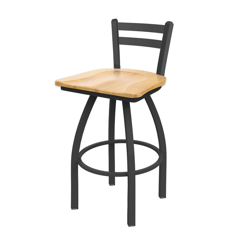 Pewter Finish and Natural Maple 360° Swivel Square Low Back Stool