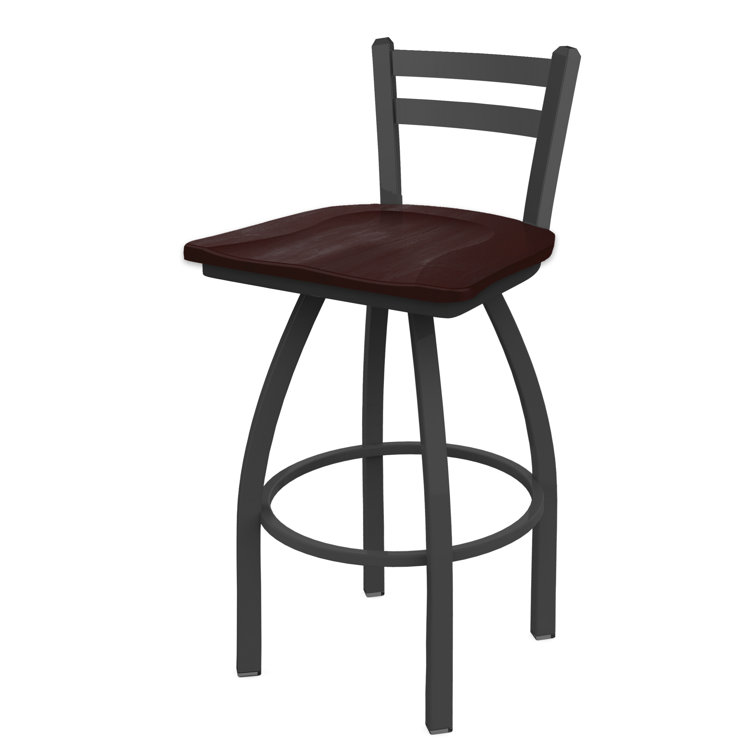 Pewter Finish and Natural Maple 360° Swivel Square Low Back Stool