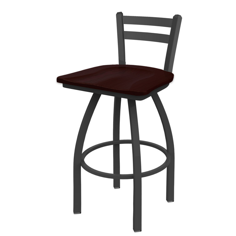 Pewter Finish and Natural Maple 360° Swivel Square Low Back Stool