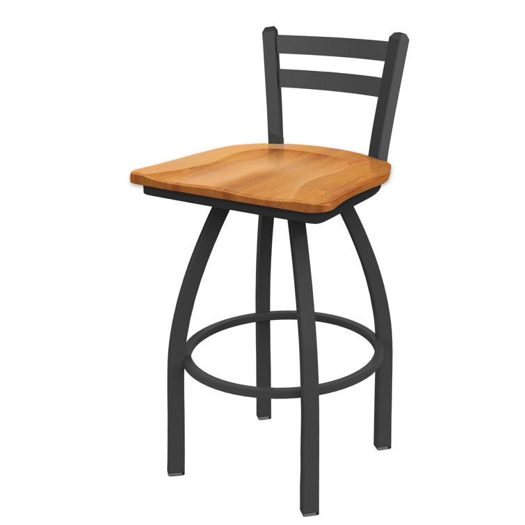 Pewter Finish and Natural Maple 360° Swivel Square Low Back Stool