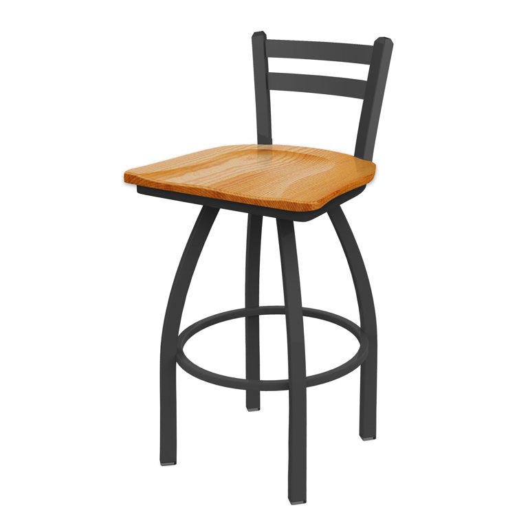 Pewter Finish and Natural Maple 360° Swivel Square Low Back Stool