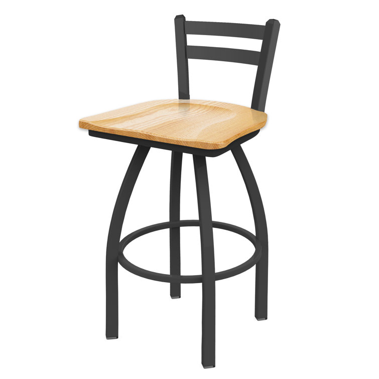 Pewter Finish and Natural Maple 360° Swivel Square Low Back Stool