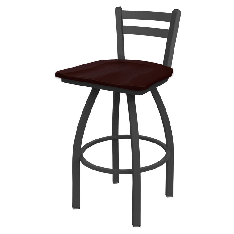 Pewter Finish and Natural Maple 360° Swivel Square Low Back Stool