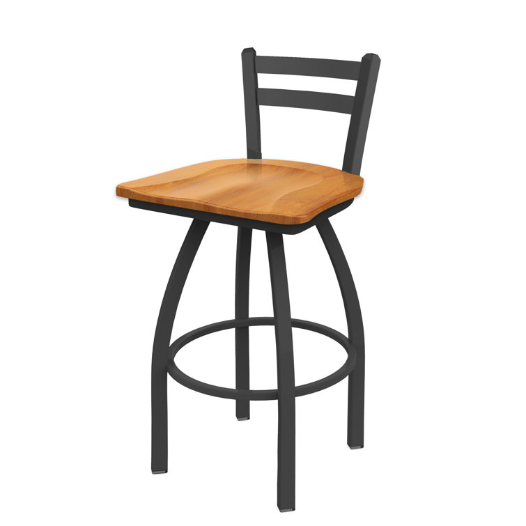 Pewter Finish and Natural Maple 360° Swivel Square Low Back Stool