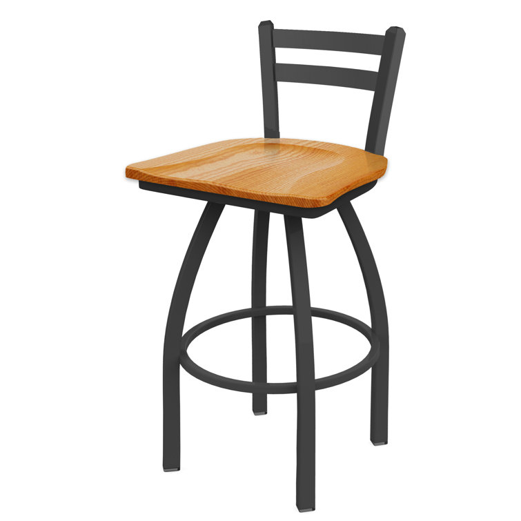 Pewter Finish and Natural Maple 360° Swivel Square Low Back Stool