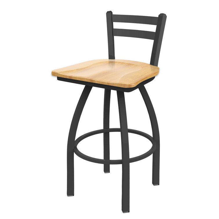Pewter Finish and Natural Maple 360° Swivel Square Low Back Stool