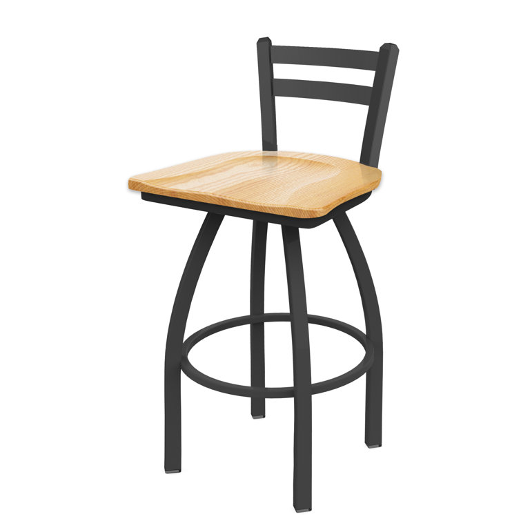 Pewter Finish and Natural Maple 360° Swivel Square Low Back Stool