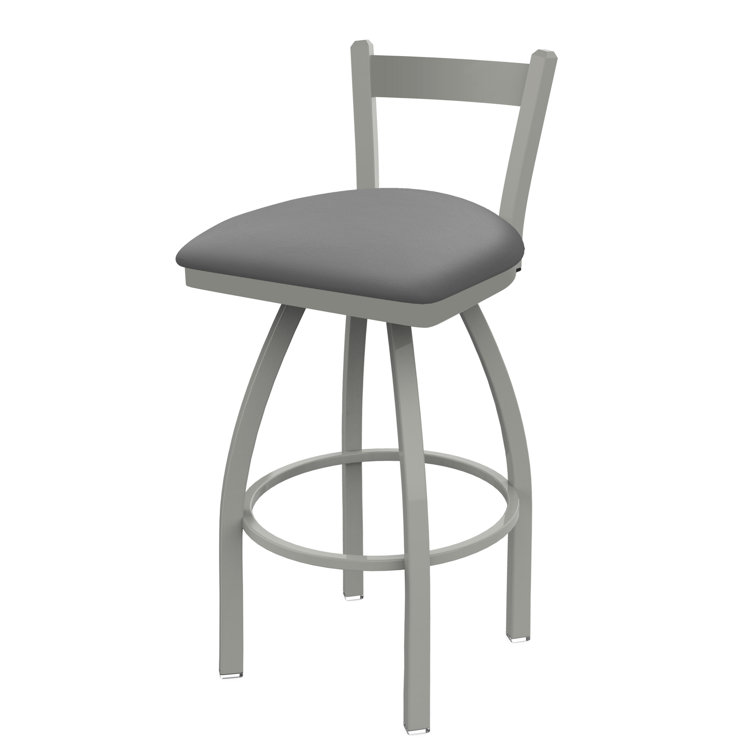 Bronze Swivel Bar Stool with Rein Coffee Faux Leather Seat