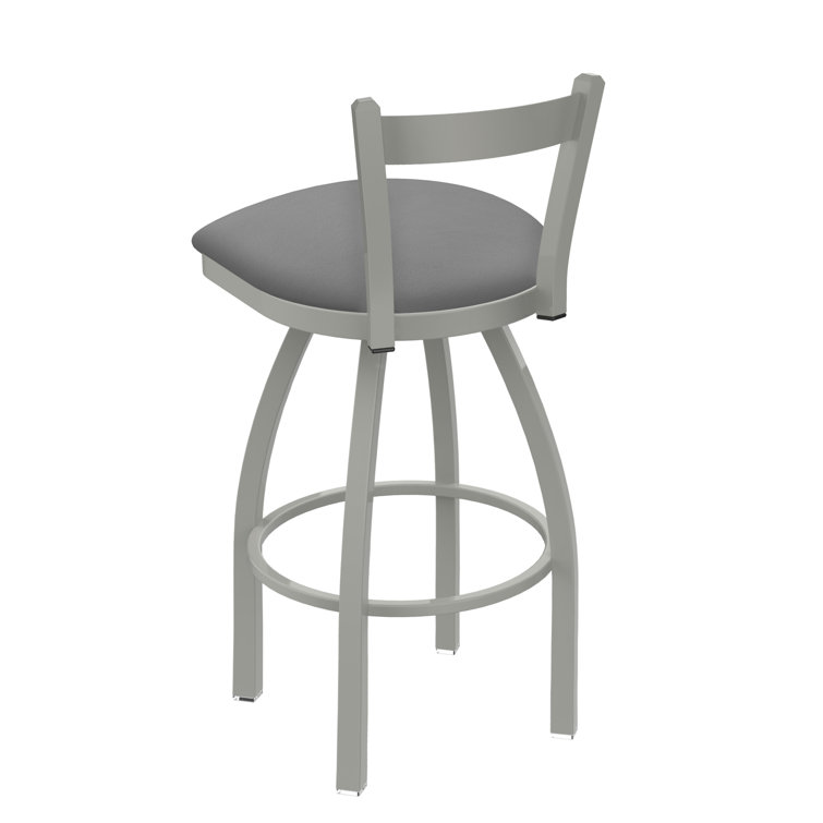 Bronze Swivel Bar Stool with Rein Coffee Faux Leather Seat