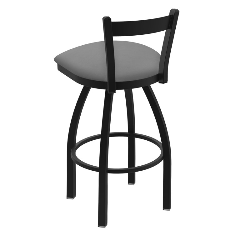 Bronze Swivel Bar Stool with Rein Coffee Faux Leather Seat