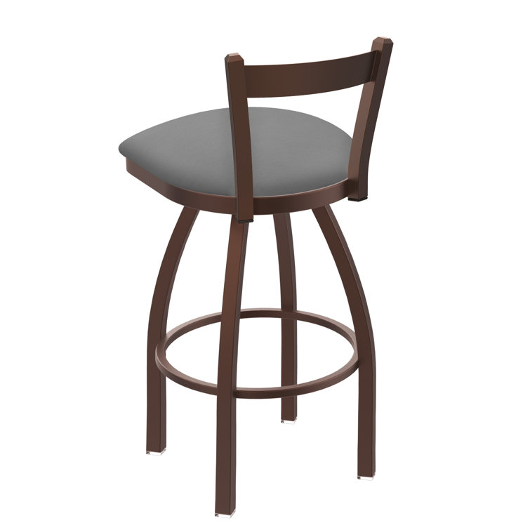 Bronze Swivel Bar Stool with Rein Coffee Faux Leather Seat
