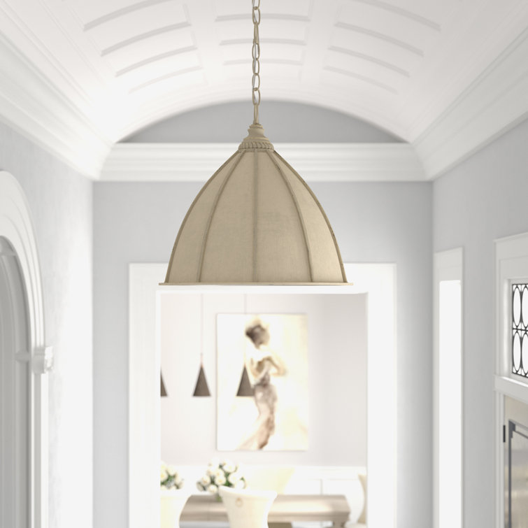Fenchurch Oyster Cream and Silver Leaf 1-Light Bowl Pendant