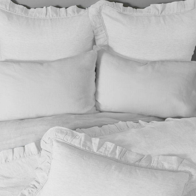 Standard White Cotton Ruffled Cottagecore Pillow Sham