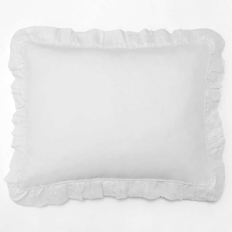Standard White Cotton Ruffled Cottagecore Pillow Sham
