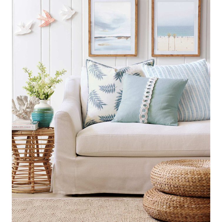 Light Blue Cotton Blend Square Throw Pillow