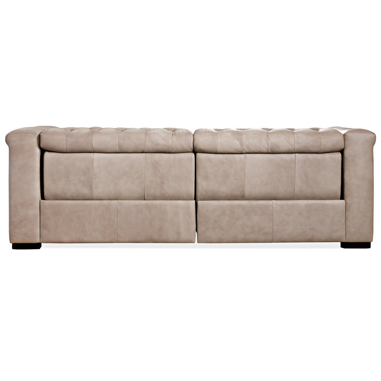 Giovanni Taupe Leather Tufted Reclining Sectional Sofa