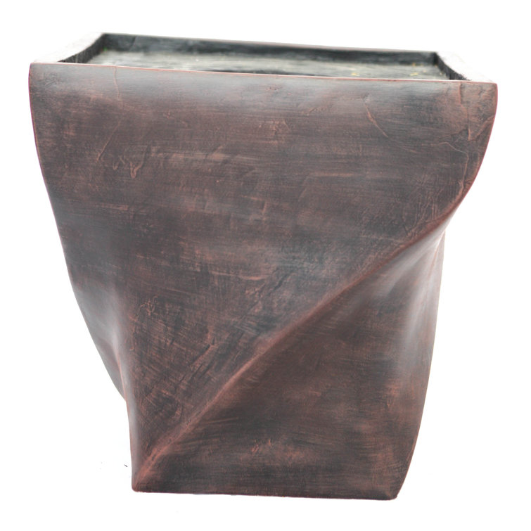 17.5'' Square Black/Bronze Fiberstone Indoor/Outdoor Planter