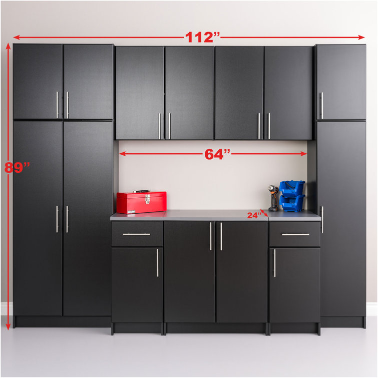 Elite Black 112" 9-Piece Storage Cabinet System
