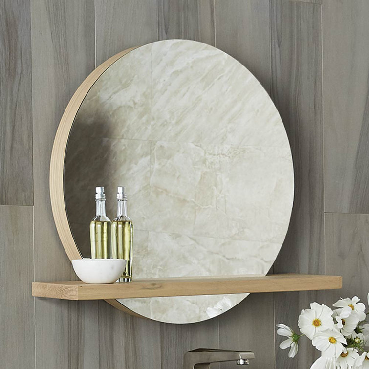 Solace 28" Light Oak Wood Bathroom Vanity Mirror