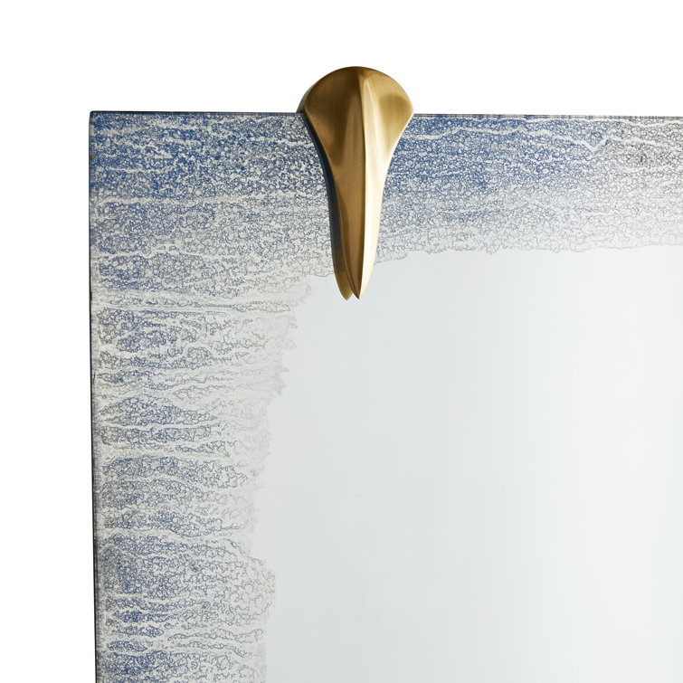 Rectangular Bronze and Wood Wall Mirror with Silver Accents