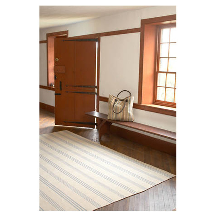 Modern Handmade Cotton Stripe Rug 9' x 12' in Blue