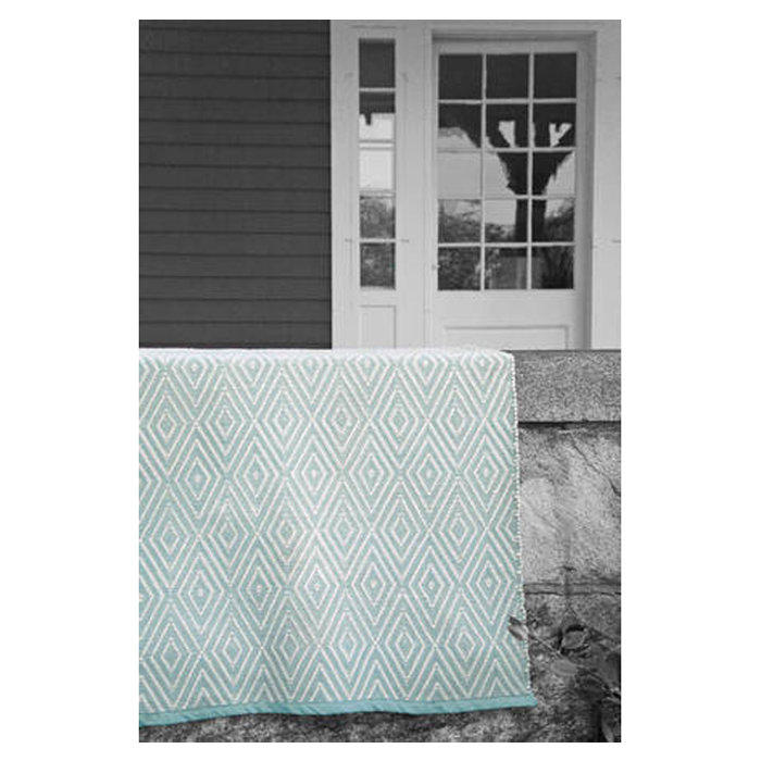 Diamond Light Blue/Ivory Handwoven Indoor/Outdoor Runner Rug
