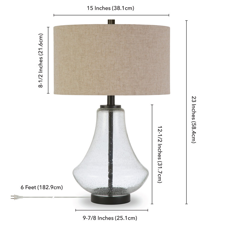 Lagos Seeded Glass 23" Tall Table Lamp with Antique Bronze Finish and Flax Shade
