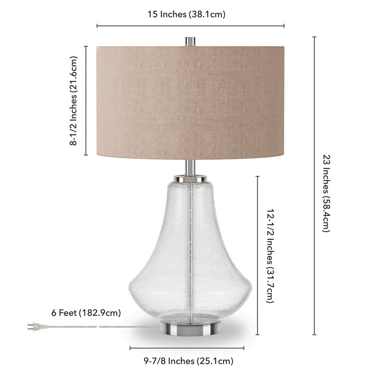 Lagos Brushed Metal 23" Seeded Glass Table Lamp with Linen Shade