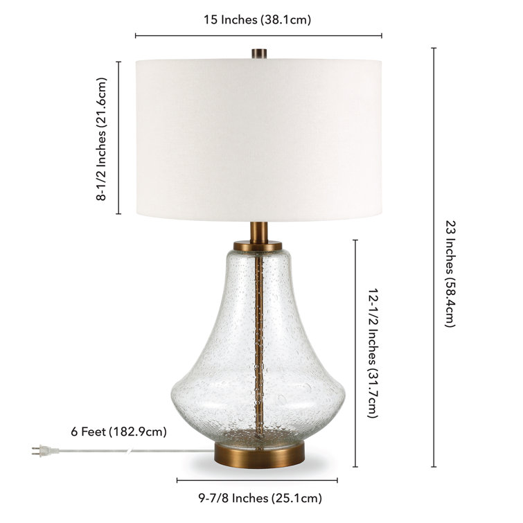 Lagos 23" Kids Brushed Brass Table Lamp with Linen Shade
