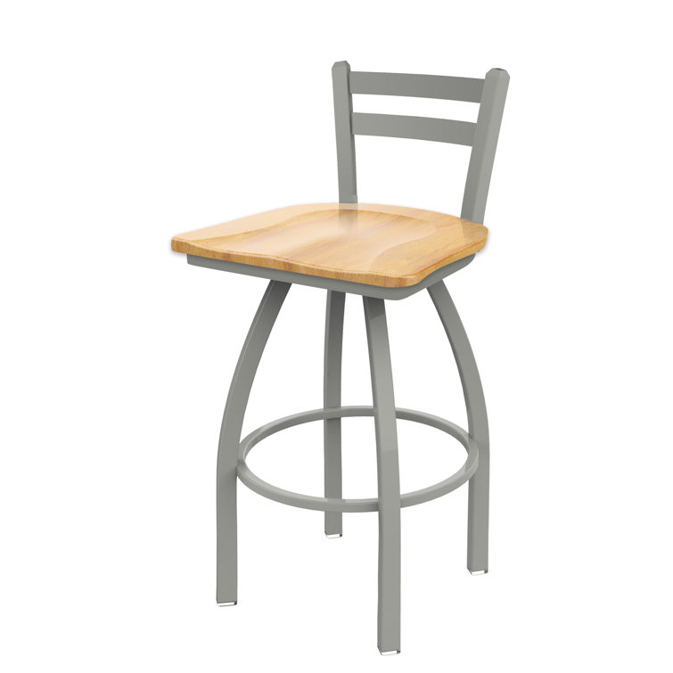 Pewter Finish and Natural Maple 360° Swivel Square Low Back Stool