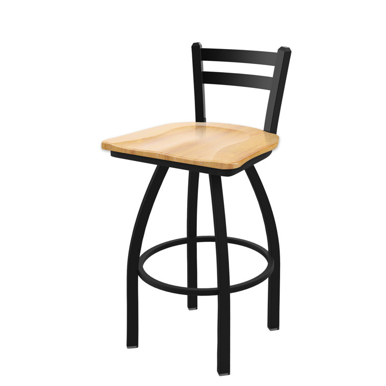 Pewter Finish and Natural Maple 360° Swivel Square Low Back Stool