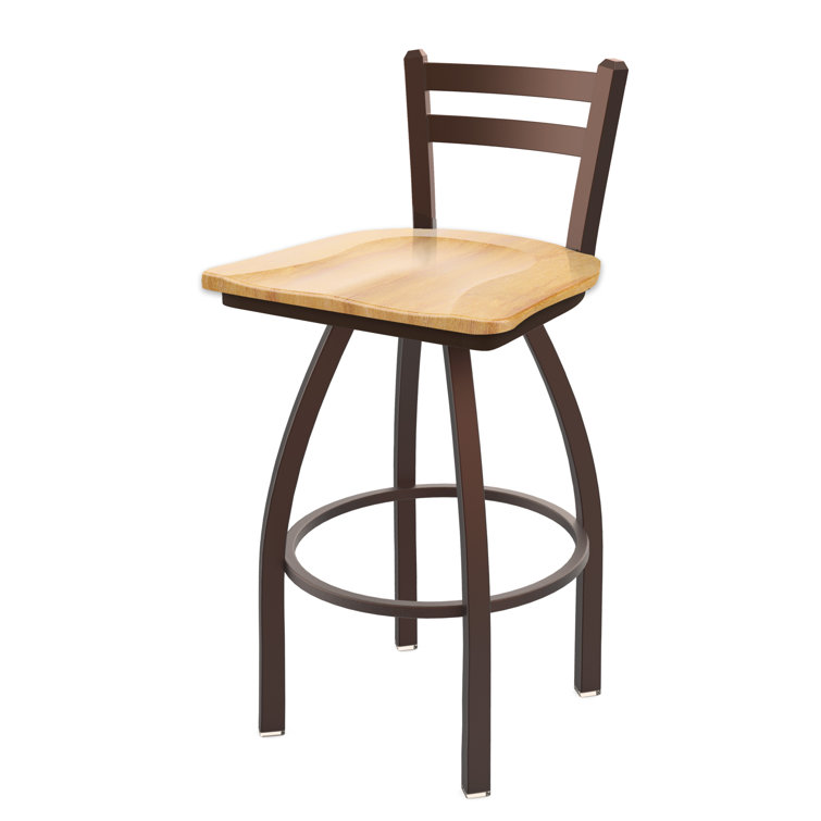 Pewter Finish and Natural Maple 360° Swivel Square Low Back Stool