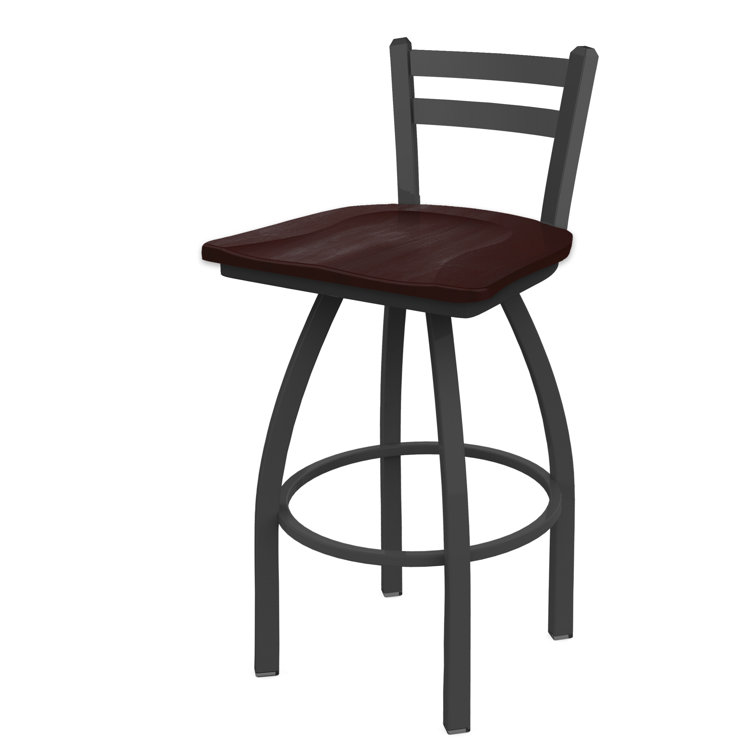 Pewter Finish and Natural Maple 360° Swivel Square Low Back Stool