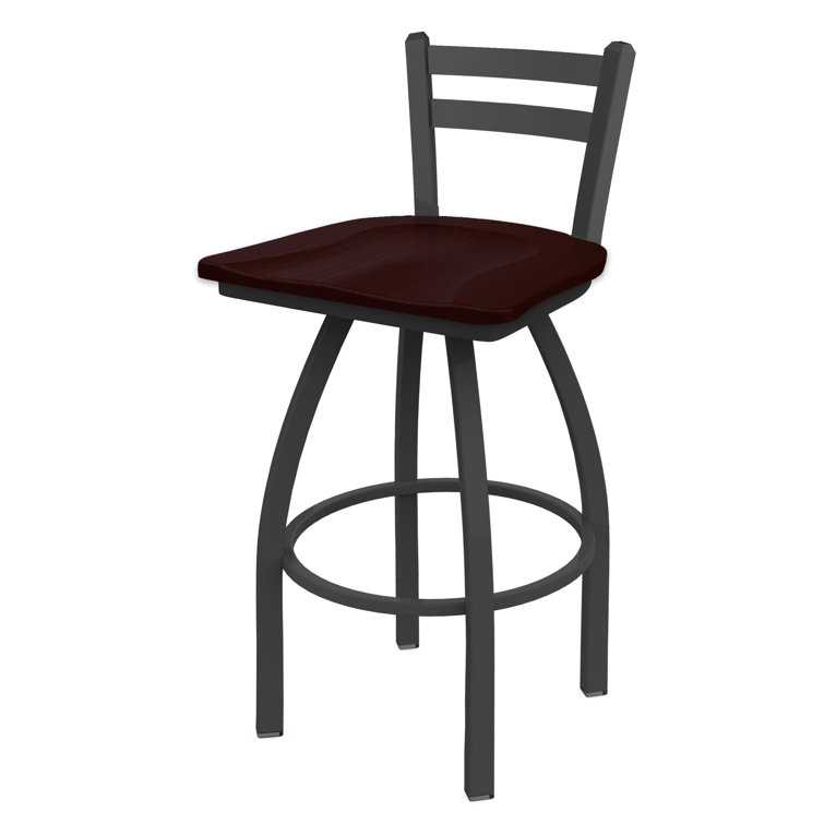 Pewter Finish and Natural Maple 360° Swivel Square Low Back Stool
