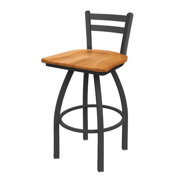 Pewter Finish and Natural Maple 360° Swivel Square Low Back Stool