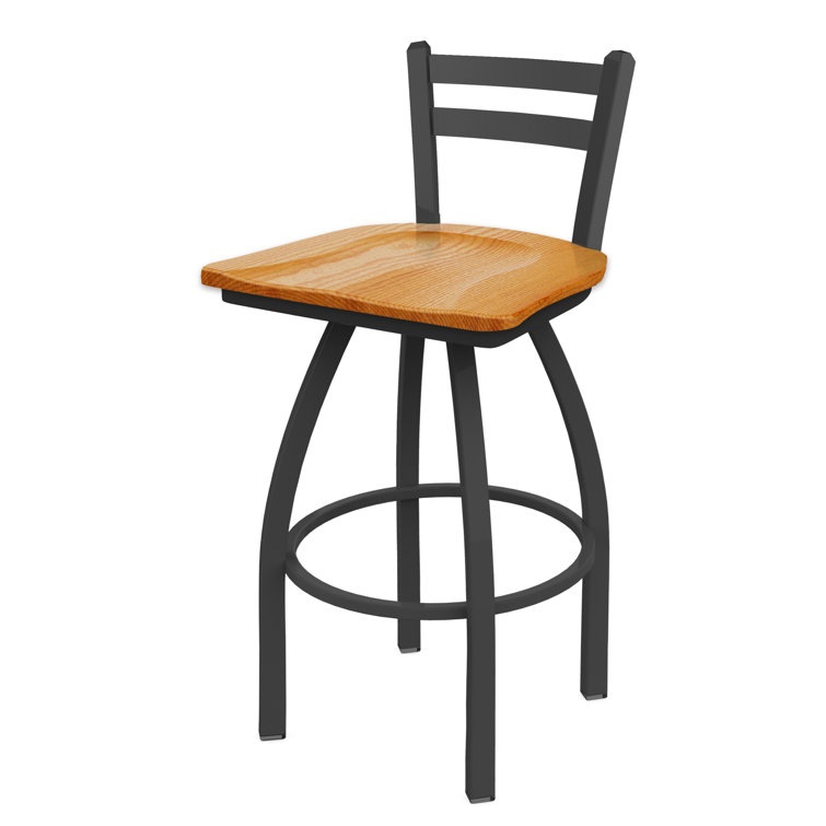 Pewter Finish and Natural Maple 360° Swivel Square Low Back Stool