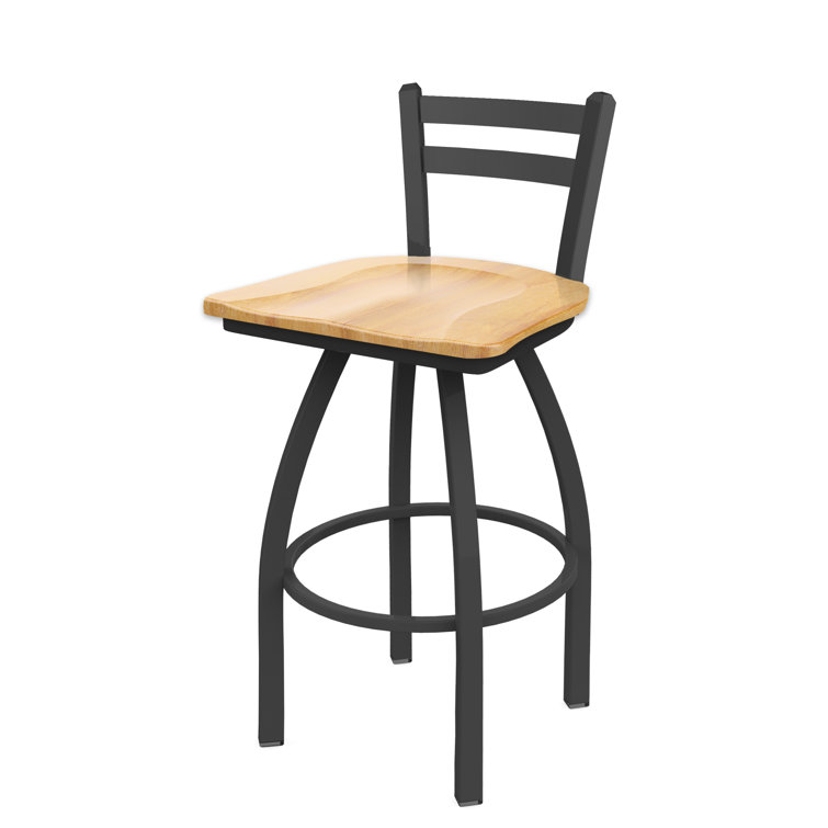 Pewter Finish and Natural Maple 360° Swivel Square Low Back Stool