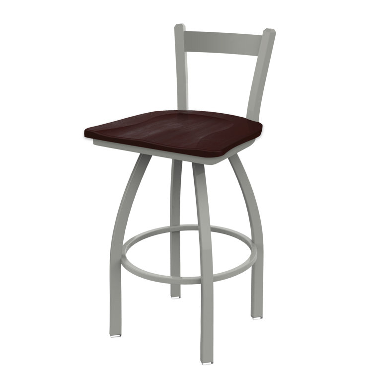 Transitional 25" Anodized Nickel & Dark Cherry Maple Swivel Counter Stool