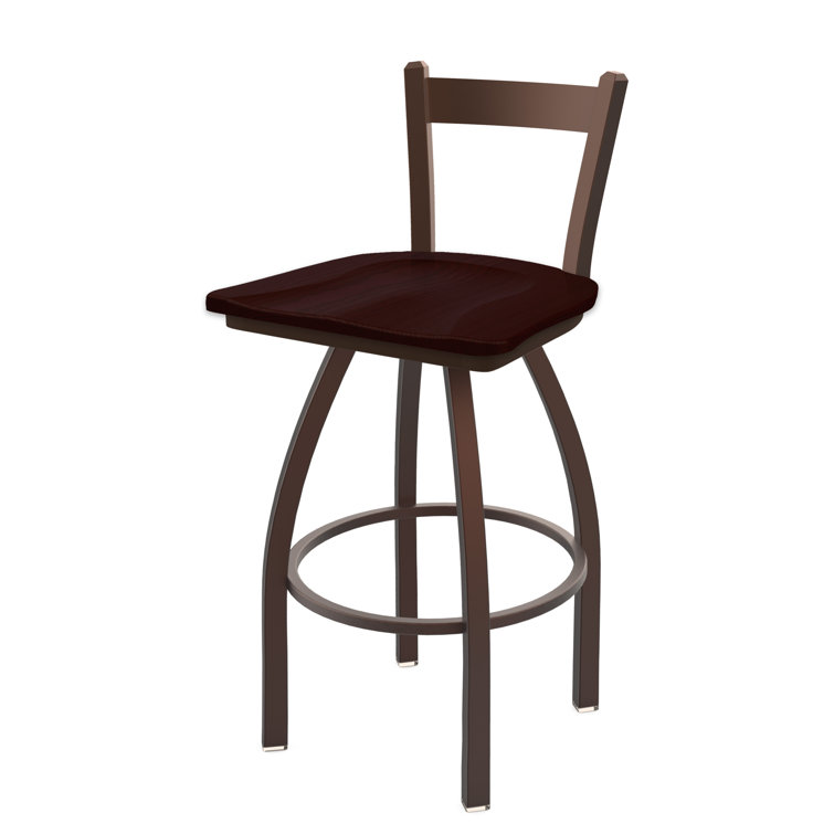Transitional 25" Anodized Nickel & Dark Cherry Maple Swivel Counter Stool