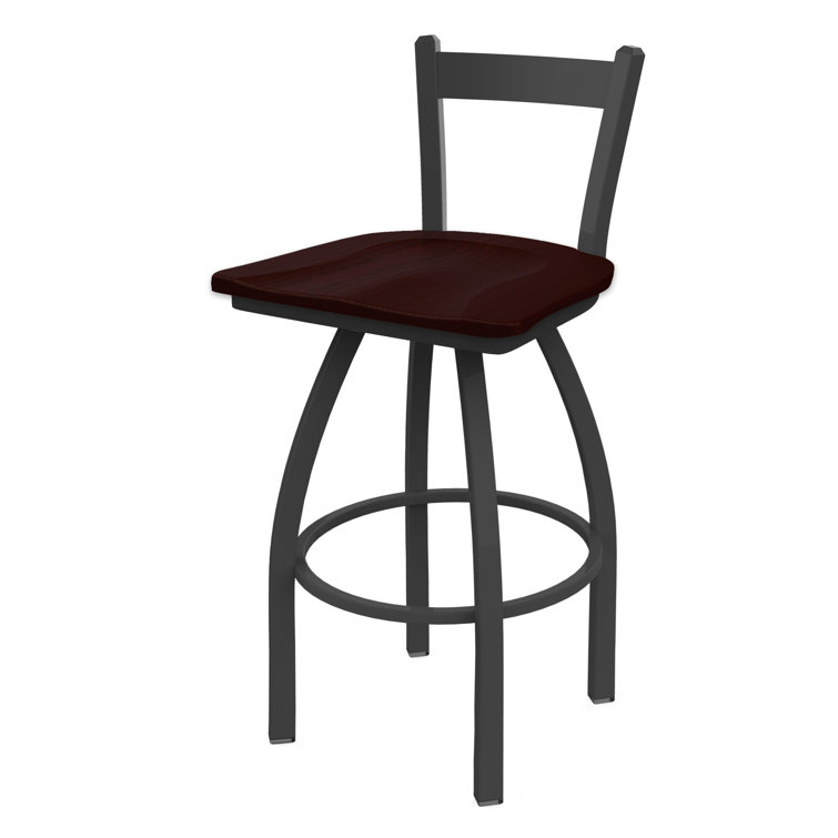 Transitional 25" Anodized Nickel & Dark Cherry Maple Swivel Counter Stool