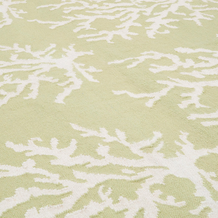 Lime and Beige Wool Flat Woven Reversible Rug