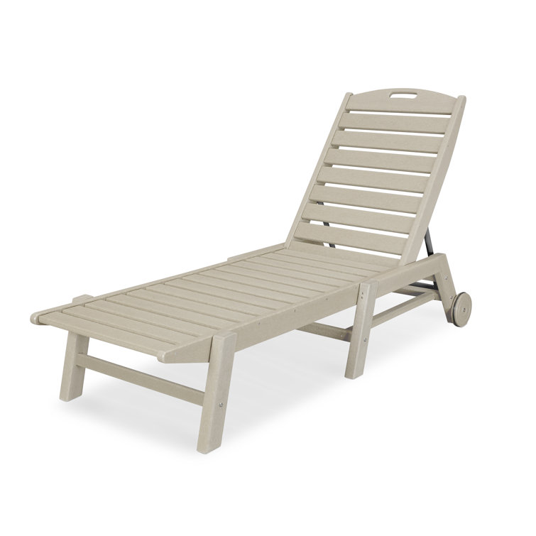 Eco-Friendly Sand POLYWOOD Nautical Chaise Lounge with Wheels