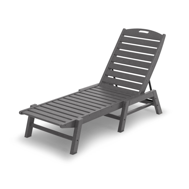 Slate Gray Adjustable Plastic Outdoor Chaise Lounger