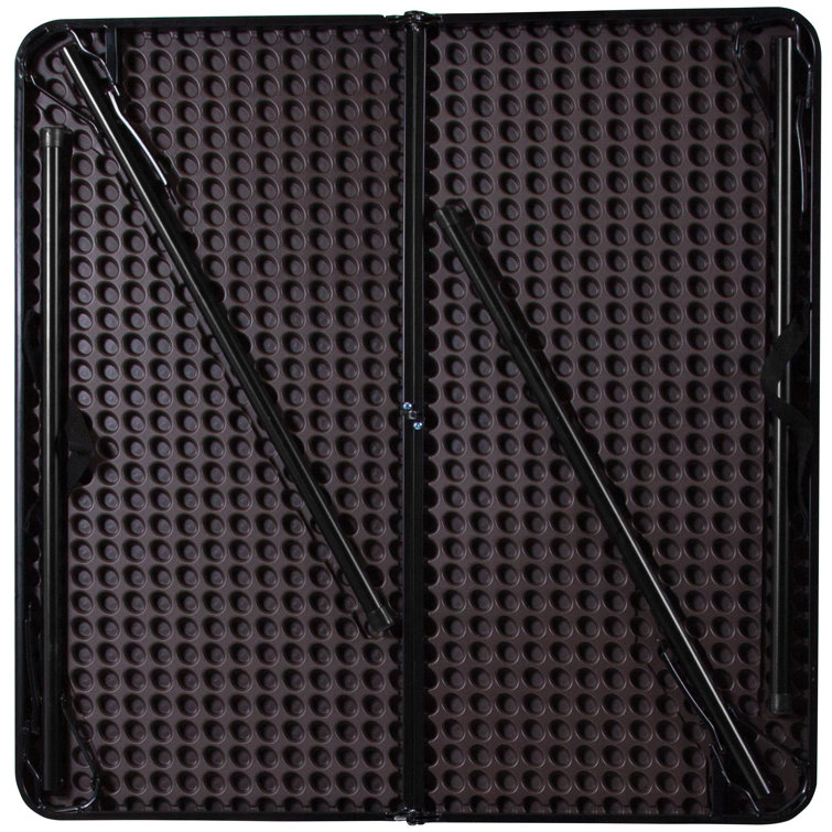 Brown and Black Metal Square Folding Table with Plastic Top