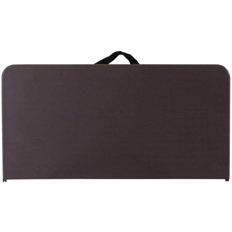 Brown and Black Metal Square Folding Table with Plastic Top